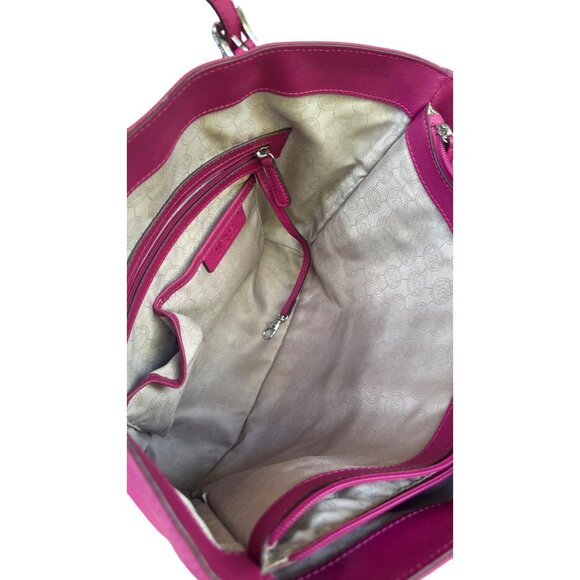 Michael Kors Pink Leather Tote Bag With Front Pocket & Logo Charm - Picture 10 of 12